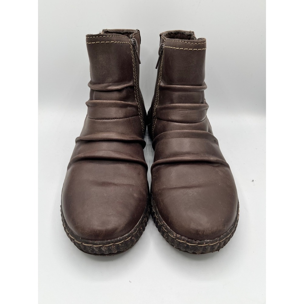 Clarks Collection Brown Leather Ruched Ankle Boots Women Sz 7.5 M 261706574050